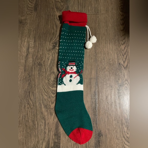 Vintage Christmas Handmade Knit Snowman Sweater Stocking - Picture 1 of 6
